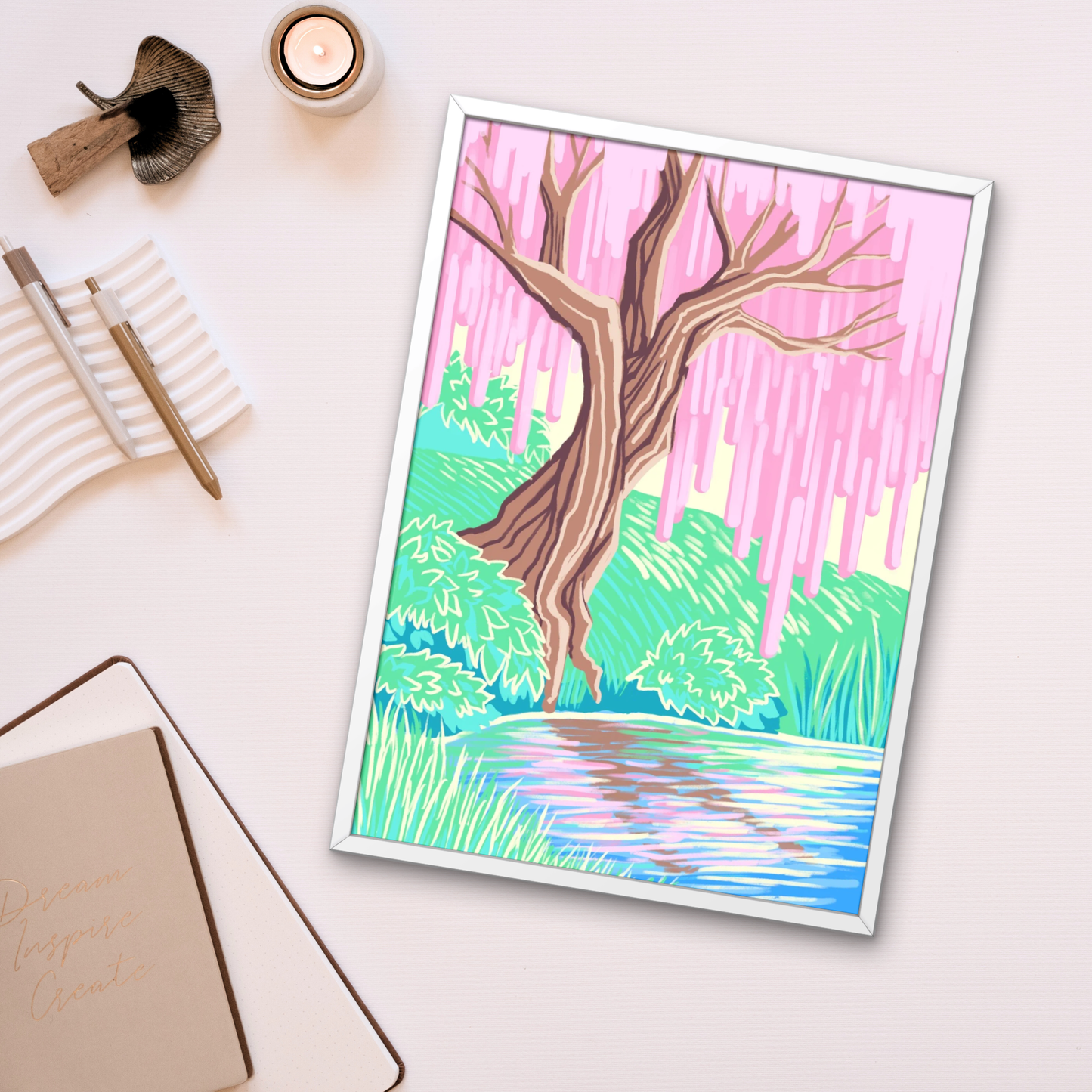 Cherry Blossoms on the Pond