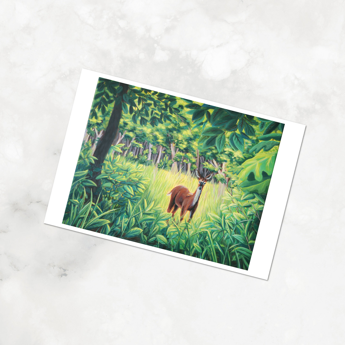 Deer In the Woods Acrylic Painting Print