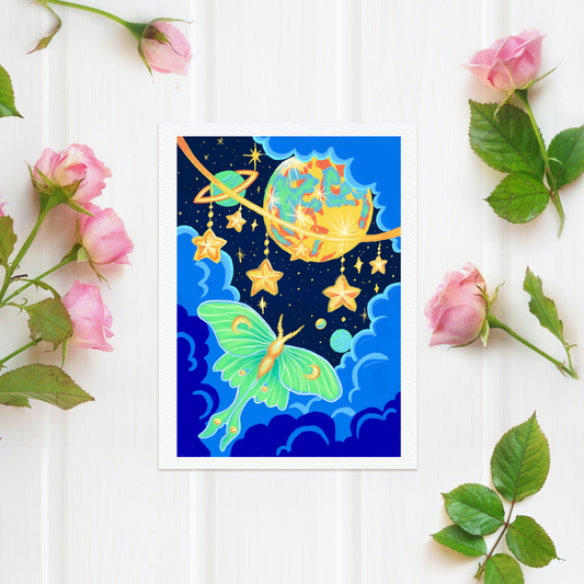 Luna Moth and the Moon