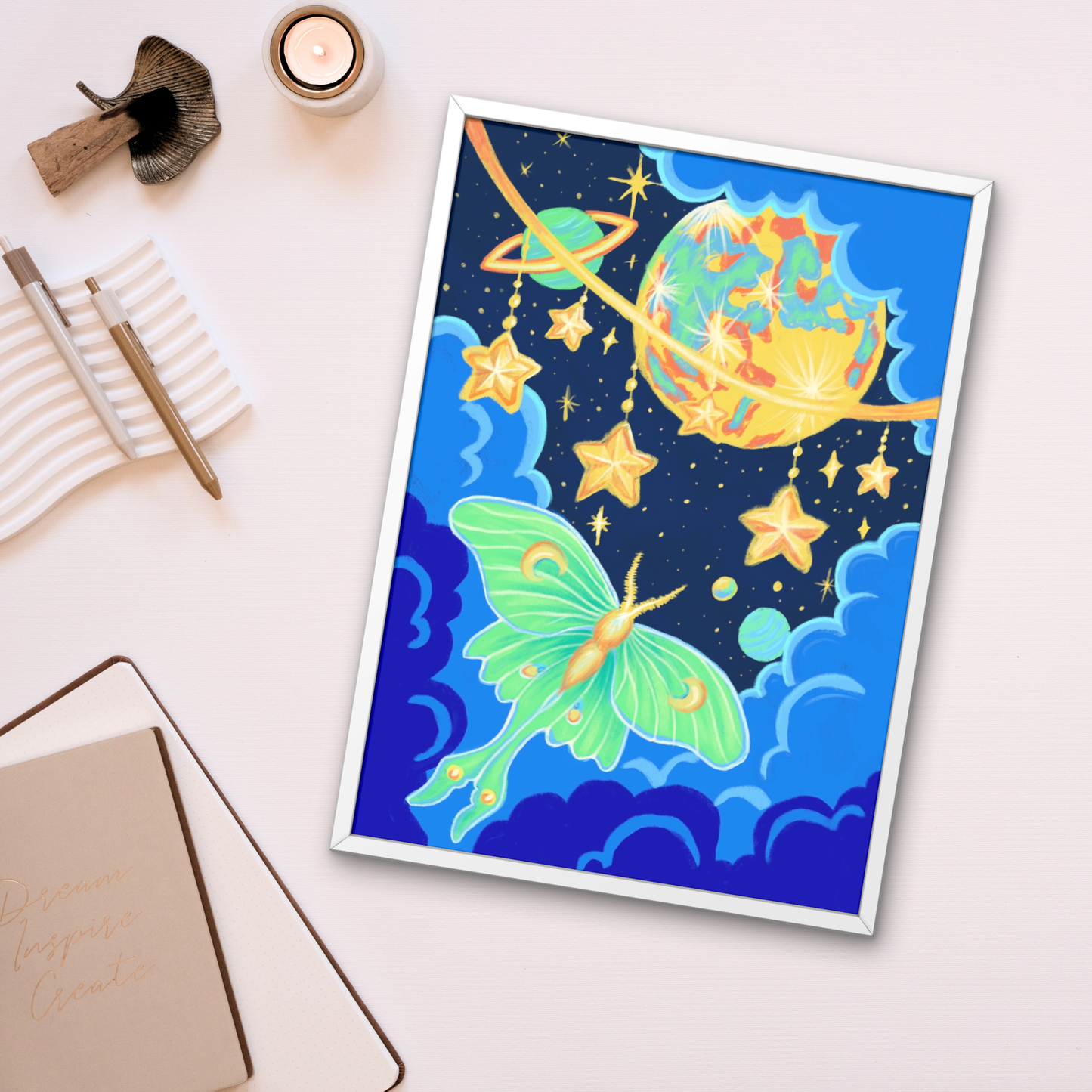 Luna Moth and the Moon